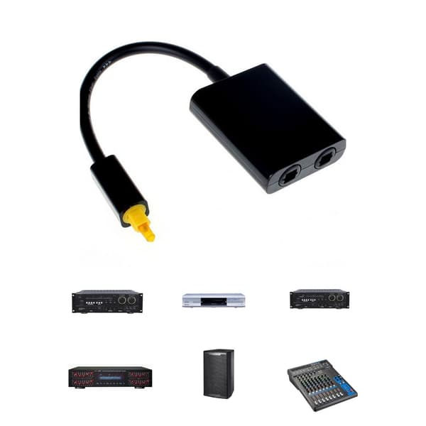 Optisk Splitter Adapter Optisk Adapter 2-vejs Splitter SPDIF 2 Ind til 1 Ud Optisk Splitter Adapter Black