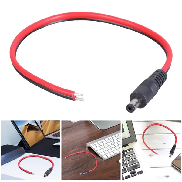 5,5 mm x 2,1 mm DC5521 han strømkabel med åben ende til LED-belysning 30cm Elbow