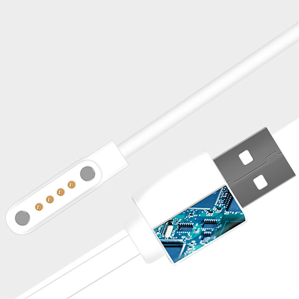USB Laddningskabelhållare Laddningsdocka Fäste Vagga Universell för Smart Klocka Laddningskabel 4 Pin Magnetisk Laddning White
