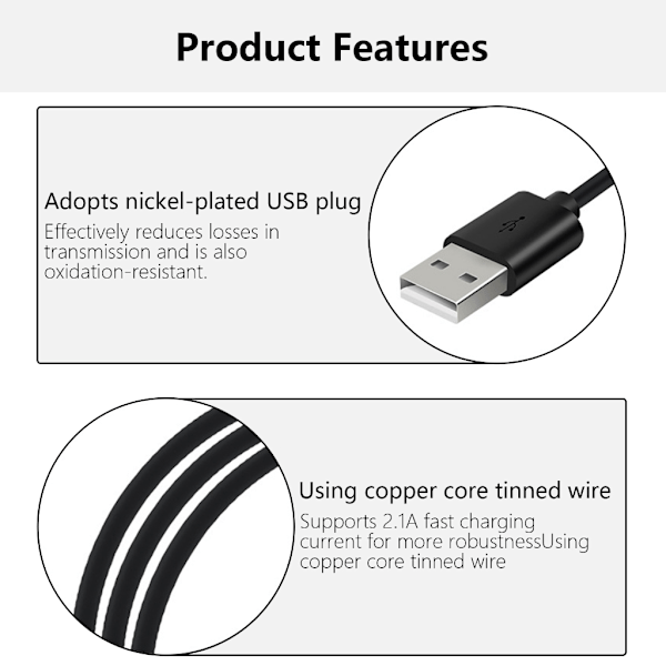 USB till Typ C/USB 5Pin Data Laddningskabel 1.5A Snabbladdningskabel Type C 3m
