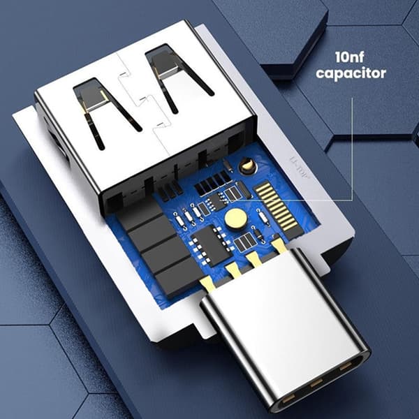 Typ C till USB 2.0 Hane Hona Adapter för Snabb Dataöverföring och Laddning Silver
