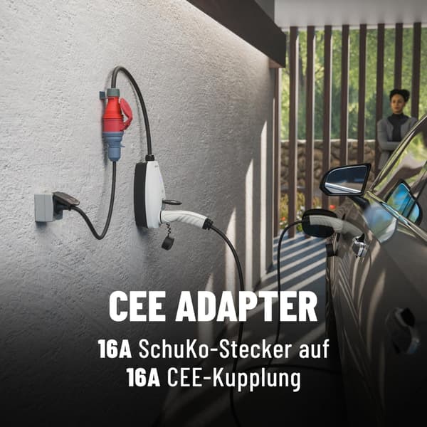 16A Schuko till CEE 5Pin Strömadapter för Elbilsladdning Adapter 16A 11KW