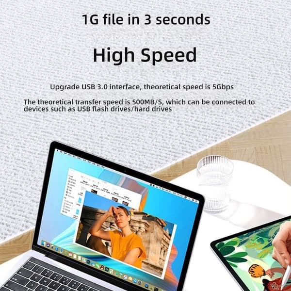 Plassbesparende USB C-hubber Multienhetslader for kontorreiser 5 Gbps dataoverføring Silver USB A