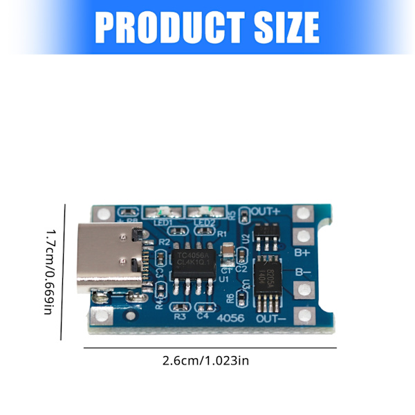 5 stk. Type C/Micros USB-grensesnitt 18650 Litiumsbatteri Lademodul MICRO interface