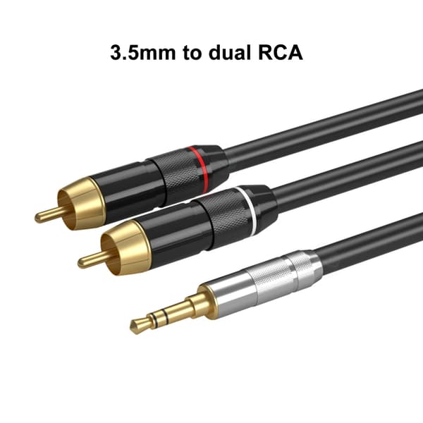 Dobbelt han til 3,5 mm adapterkabel 3,5 mm til han stereo ledning til tilslutning Silver elbow 1m