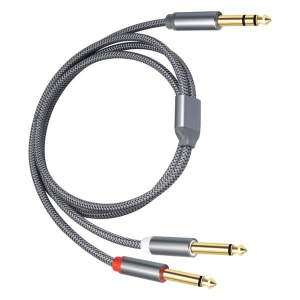 6,35 mm Stereo Hann Til 2 Mono Hann Y-kabel Med OFC-ledere For Lydsystemer 2m