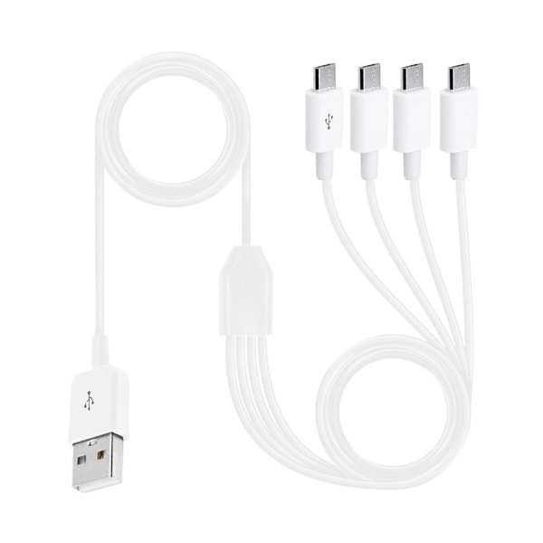 Portabel 4-vägs Micro USB Laddningskabel Multi Laddningskabel Splitterkabel White 1.5m