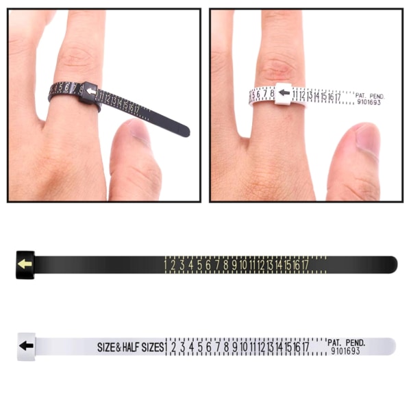 Ring Sizer Mätverktyg Återanvändbart Finger Size Mät Set Smycken Sizing Tool White