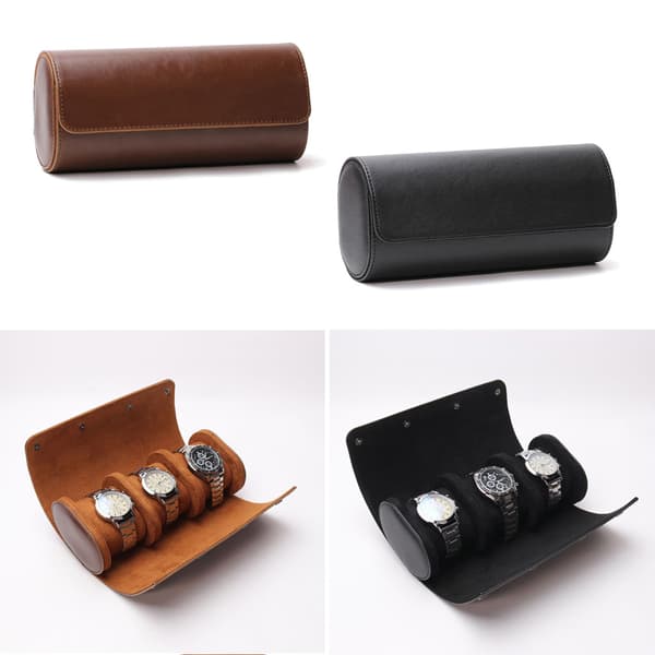 Klockbox Förpackningsbox Tre Klockor Presentförpackning Bärbar Klockförvaringsbox med Snäpplås Black