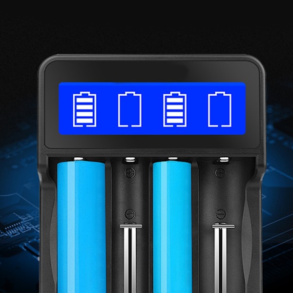 4-fack laddare för uppladdningsbara batterier med LED-display för 18650/AA/AAA