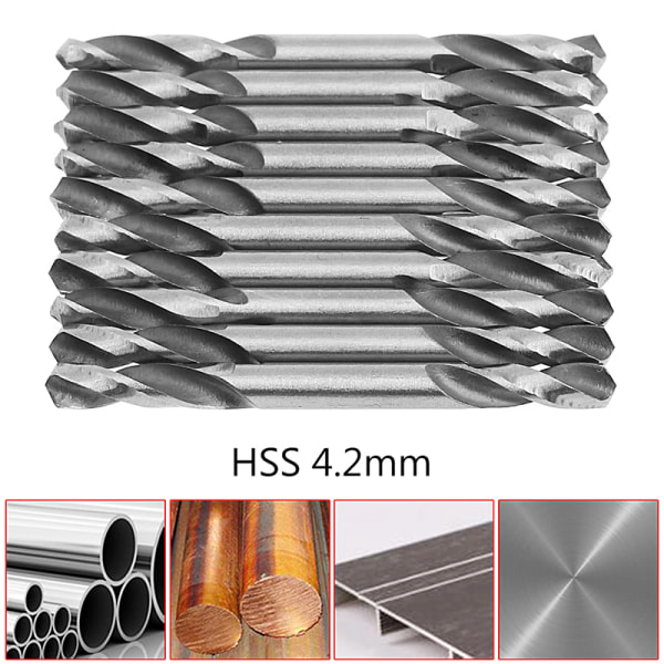 10 st 4,2 mm HSS Dubbeländade Spiralborrverktyg Borrset
