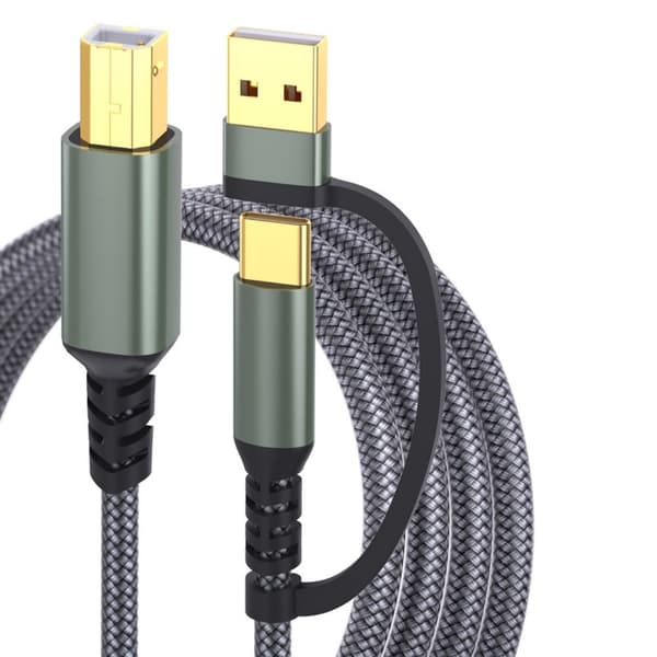 USB Typ C till USB B Skrivarkabel 480Mbps Datakabel för Datorer och Laptops Black 1m