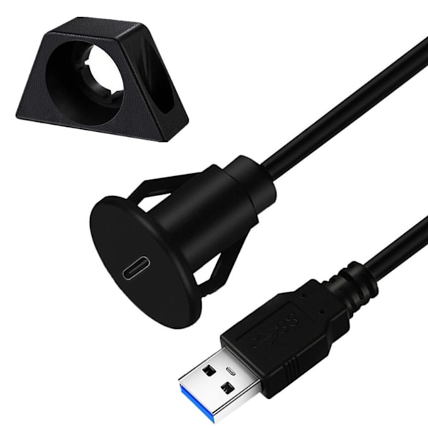 USB 3.0 Han till Typ-C Hon Flush Mount Panel Kabel för Bil Båt Instrumentbräda