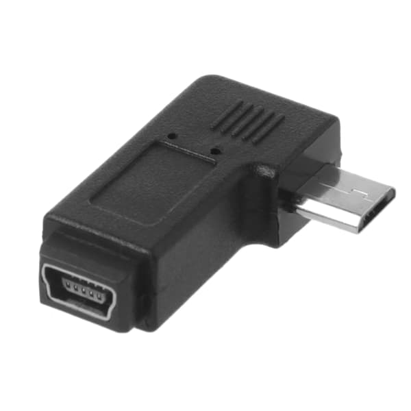 Vasen ja oikea kulma Mini USB 5Pin naaras Micro USB uros datan synkronointisovitin