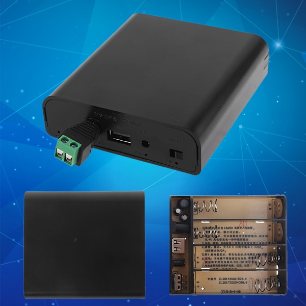 18650 Power Bank-fodral 4-slots Batterikontainer Batterihållare med USB