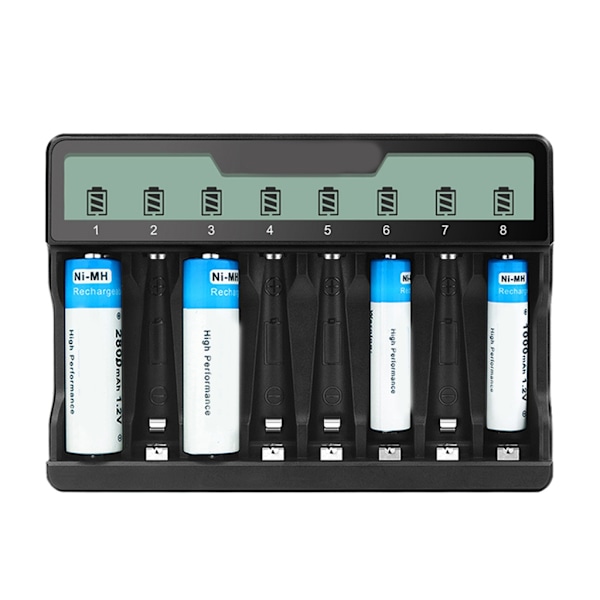 Snabbladdare Avancerad 8-slots Batteriladdare Passar för AAA AA Batterier