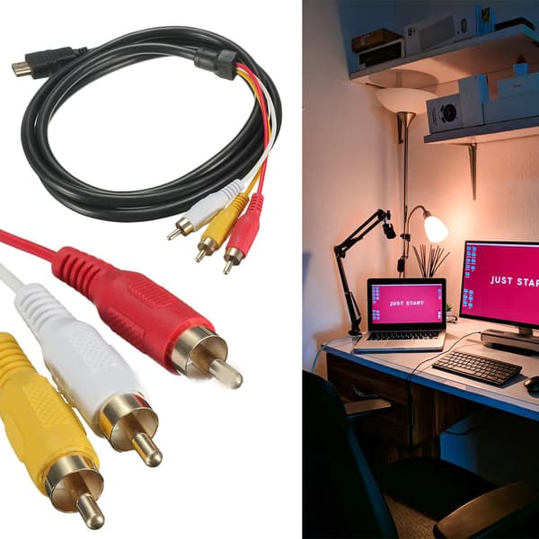 60 tommer til HDMI han til 3RCA AV-kabeladapter kompositstiksender