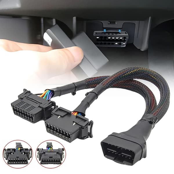 Forlengelseskabel OBDII Forlengelse Y Flat Splitter Ledningsadapter
