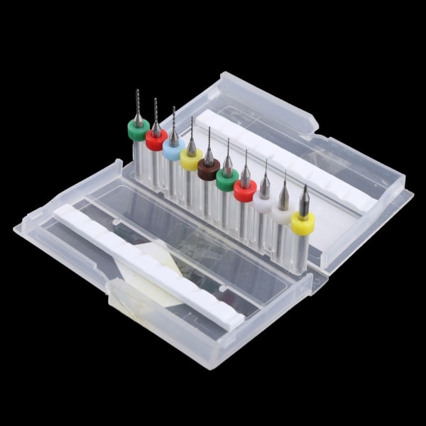 10 st 0,1 mm till 1,0 mm PCB-tryckta kretskortskarbidmikroborrbitar Set Verktyg