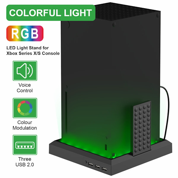 LED-ljusstativ för XboxSeries X/S RGB-ljusstativ med 3 USB portar