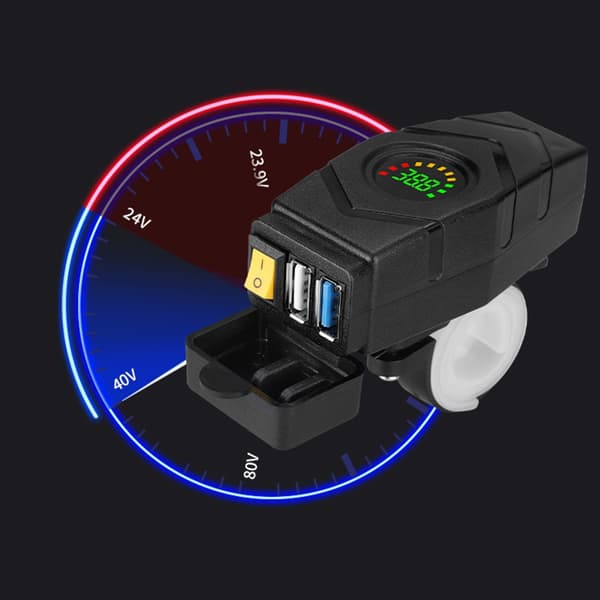 DC20-80V E-sykkel Telefonlader QC3.0 Hurtigladeadapter Elsykkeldel Red