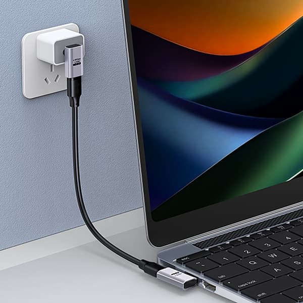 Snabb USB Typ C-adapter 240W Ström 40Gbps Data för bärbar dator, telefon och surfplatta L shaped side bend