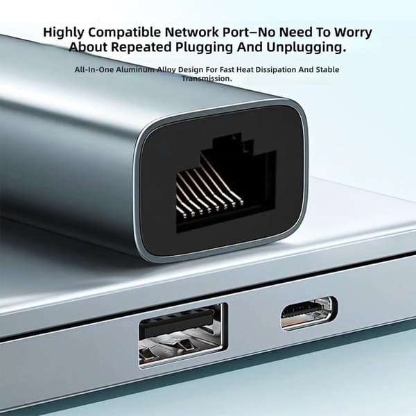 USB C-nätverksadapter med strömförsörjning för stabilt onlinespel