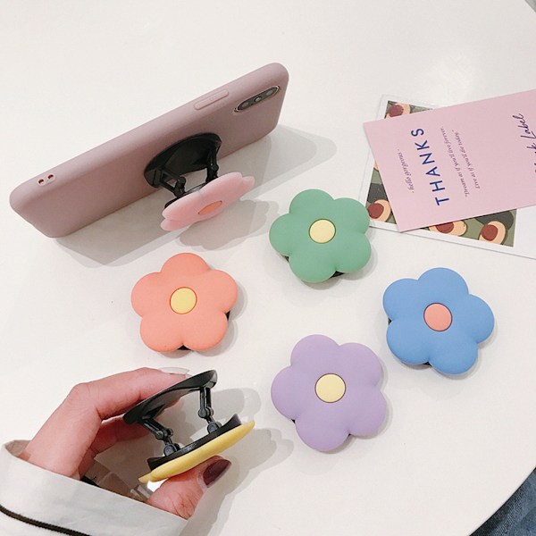 Hopfällbar Lazy Simple Silikon Liten Blomma Telefon Ring Stativ Mobil Stativ Purple