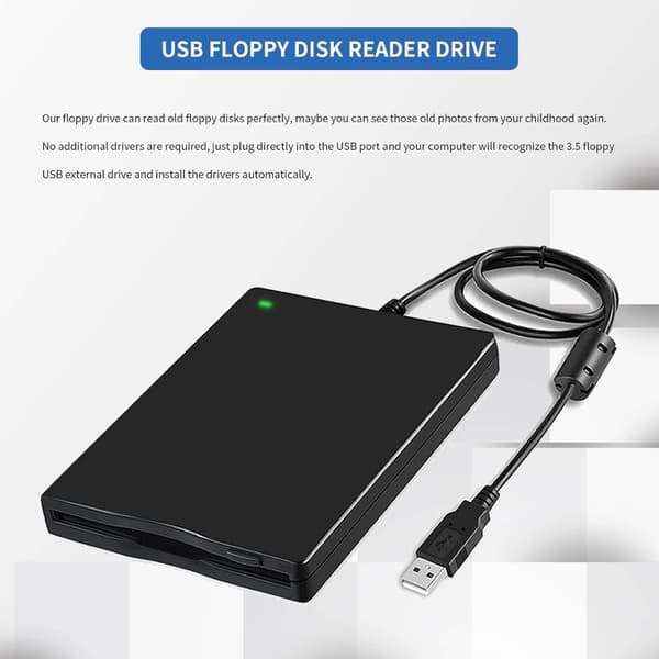 USB 3,5 tommer ekstern diskettedrev til software
