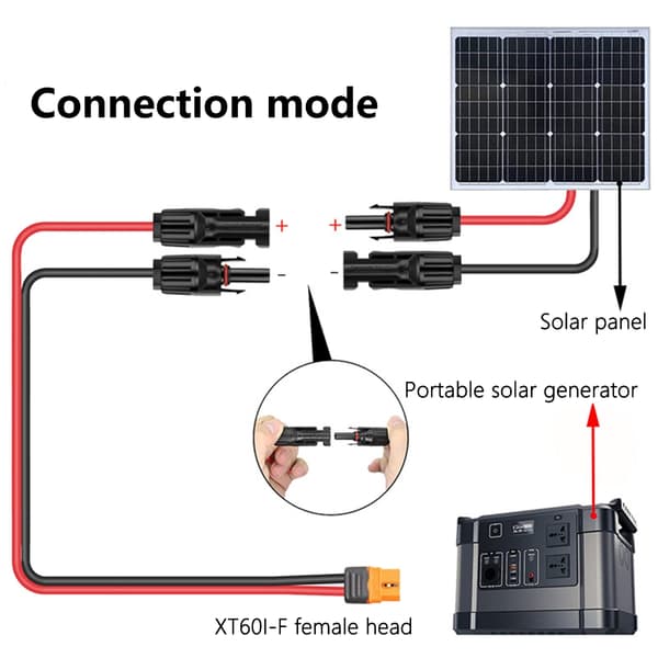 Solar XT60 Forlænger Solpanel Adapter Kabel 12AWG XT60i Stik til Strøm 91.5cm