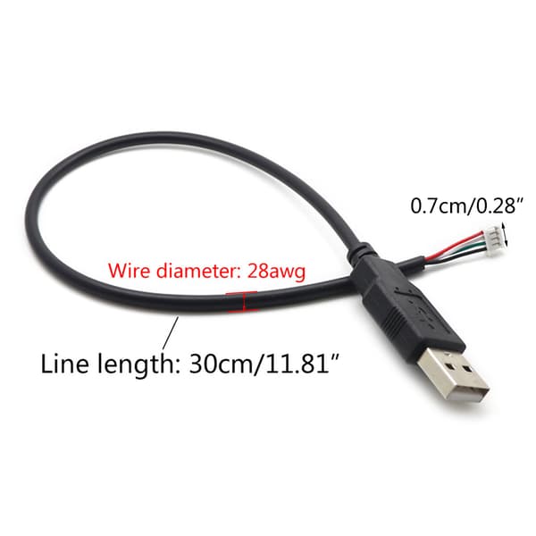 Højtransmissions USB til PH1.5 forlængerkabel PH1.5 hun til USB 2.0 han til 4-bens datakabel sort 30cm/12tommer