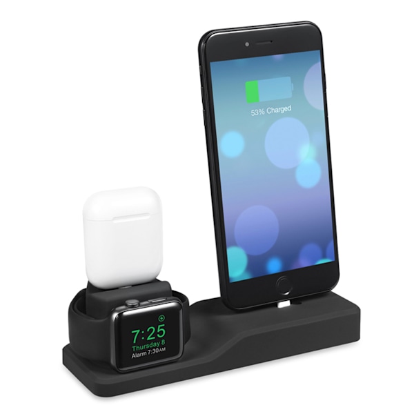 3 i 1 Silikonhållare Dock för Apple Watch för telefon X XS XR MAX 6 7 8 för Airpo