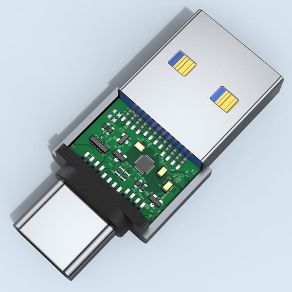 Metall USB Hane till USB C Hane Adapter för Snabb Dataöverföring och Laddning null - Square with light GY