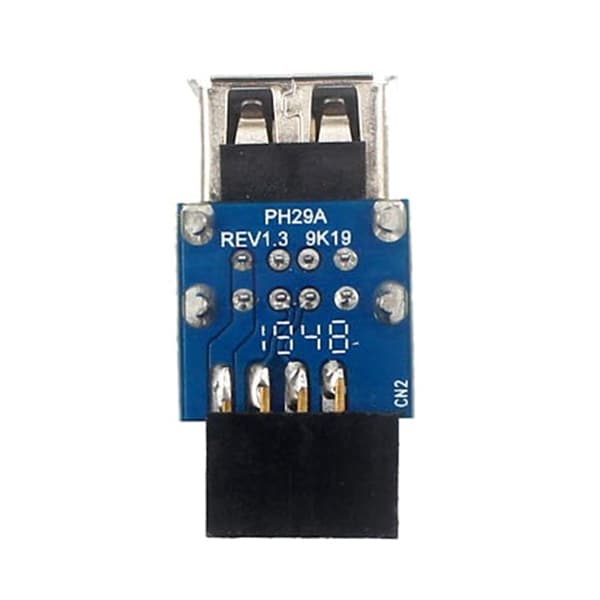 Hovedkort USB-kontakt 9-pinners til dobbel USB2.0-port frontpaneladapter