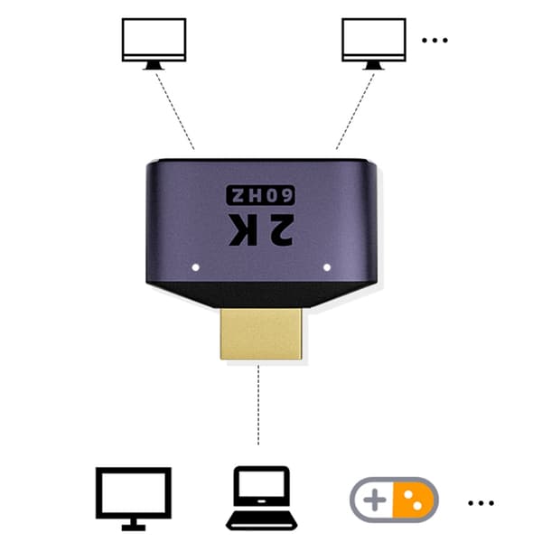 Splitter 1 in 2 ut strömförsörjd videosplitter stöder UltraHD 1080P
