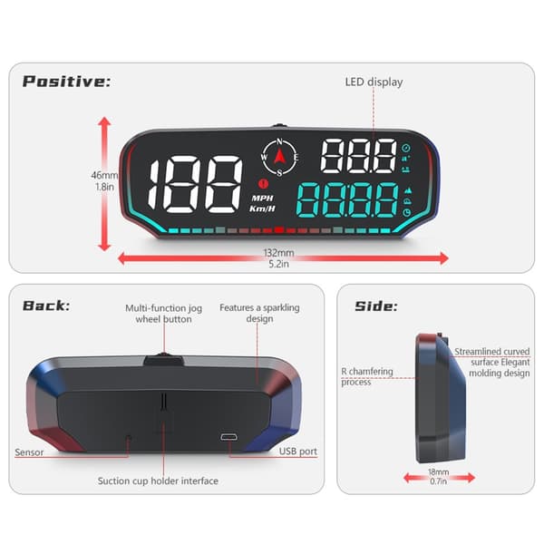 Digital hastighedsmåler til bil Lastbil speedometer Head Up Display KMH/MPH LED Display Speedometer