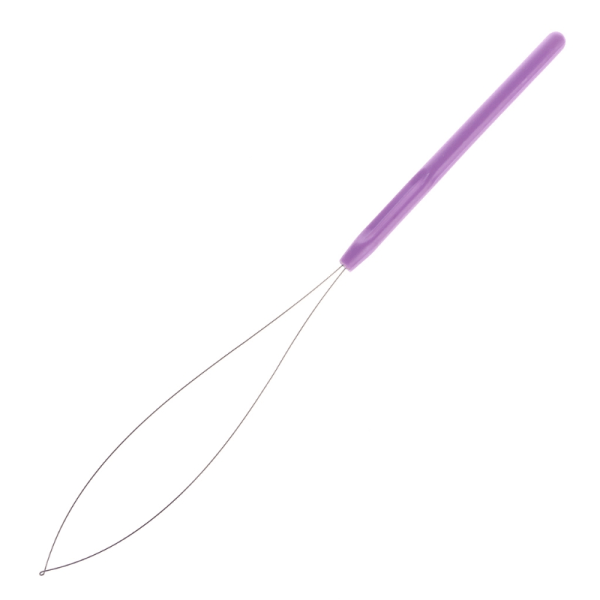 Plasthandtag Hårförlängare Loop Nål Ståltrådsgängare Draverktyg Purple