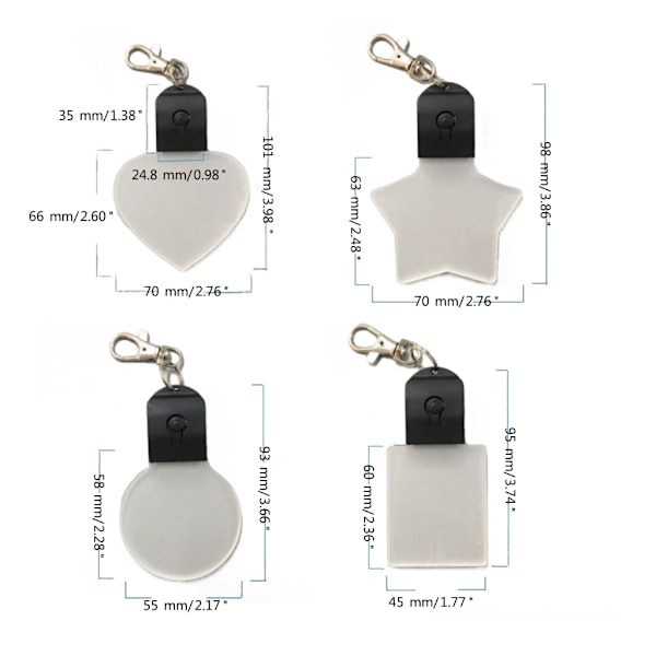 Akryl Ljusnyckelring Mini Portabel LED Nyckelring för Kvinnor Män Bil null - Square