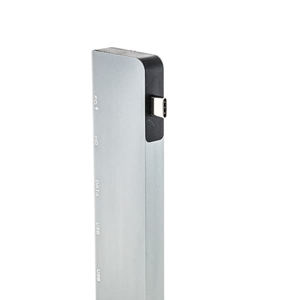 Aluminium 5-i-1 USB C-hub til hurtig strømforsyning og problemfri skærmdeling