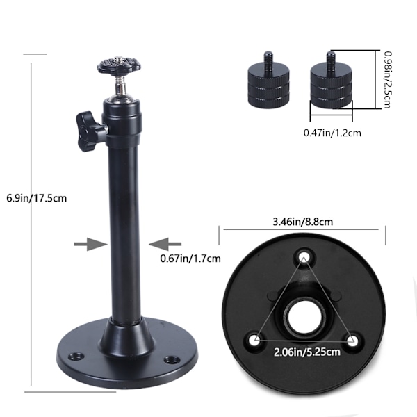 1 Set Liten Projektorfäste 360° Rotationshuvudfäste 5KG Säker Last Aluminium