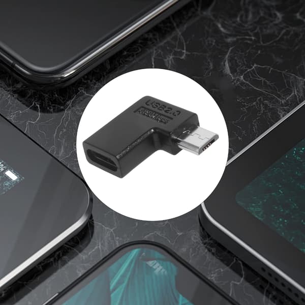 90 Graders Vinkel Micro USB til TypeC Adapter Opladningsløsning til Micro Enhed null - Bend right