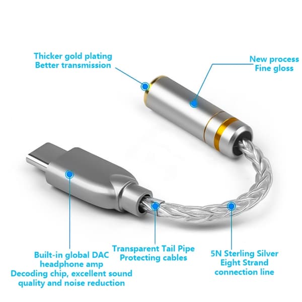 USB C 32bit 384KHz USB C - 3,5mm/2,5mm/4,4mm -sovitin ALC5686-sirulla, USB C -kuulokesovitin 3,5mm-sovitin 4.4mm