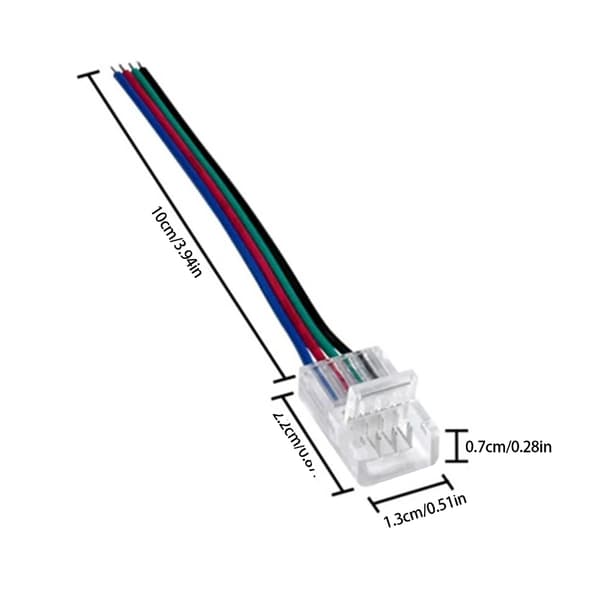 4Pin LED-lysstik til farvelys, loddefri hurtigforbindelse, 10 cm lang