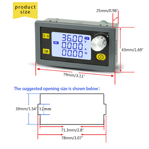 SK80H DC-DC Buck Boost Converter 5A 80W DC6-36V Ingångsströmförsörjningsmodul Justerbar