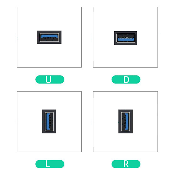 Hurtig USB 3.0 Vinklet Forlængerkabel Han til Hun Data til Elektronik null - Bend left