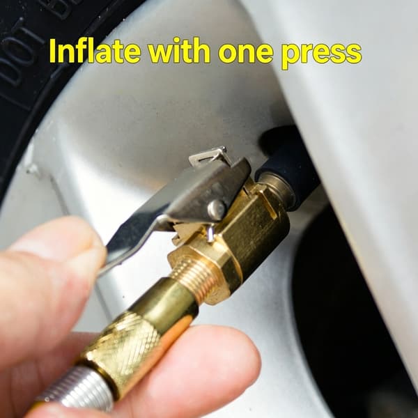 Bil dekk luft chuck oppblåser pumpe ventiler kobling klips-på adapter messing dyse null - C