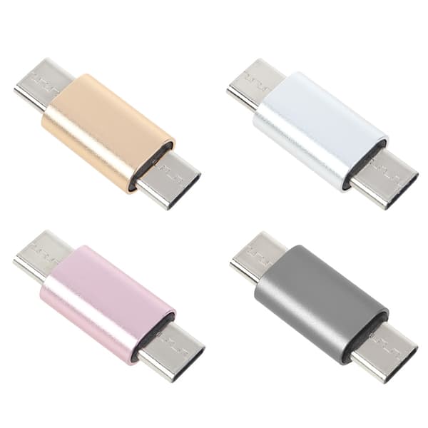 Mini Universal Type C Han til Type C Han Konverter til Smartphone Laptop Tablet Silver