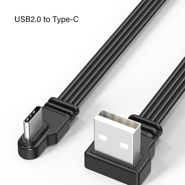 USB til Type C Datakabel Rask 2A Lading Høy Hastighet 480Mbps Datasynkronisering Bøyelig 90°/Rett Hode Koblinger Ledning 10cm - USB A to Type C A
