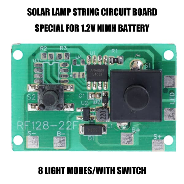 1,2V solcellelyskontrollkort med bryter og 8 moduser for DIY-prosjekter 3pcs