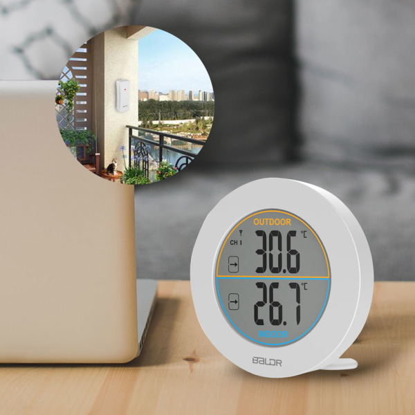 Trådlös Hygrometer Termometer Mätare Inomhus Utomhus Display med Sensor